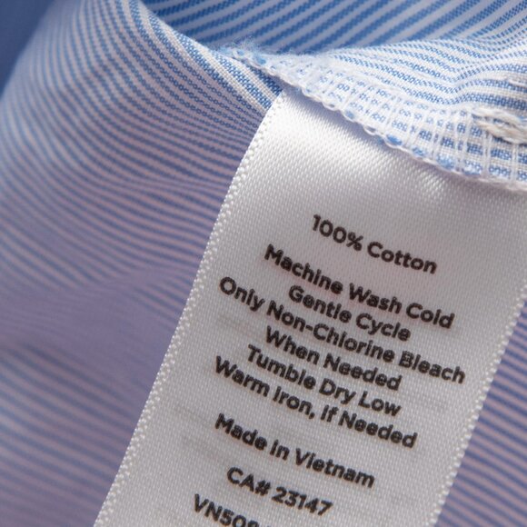 Talbots Peplum Shirt Button Front Micro Stripe Long Sleeve Blue White Large - Picture 5 of 6